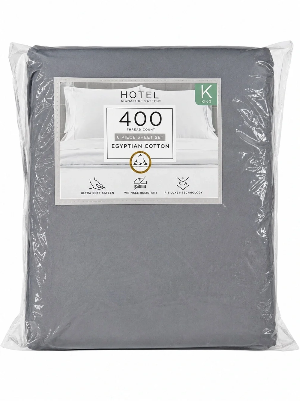 Queen 400TC Egyptian Cotton King Sheet Set - Gray